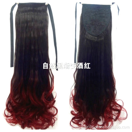 AISHILI Wholesale Synthetic Hair Extensions Two Color gradient Tone Hair Weave Synthetic Ponytail for women